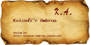 Kolcsár Ambrus névjegykártya