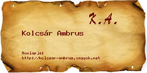 Kolcsár Ambrus névjegykártya